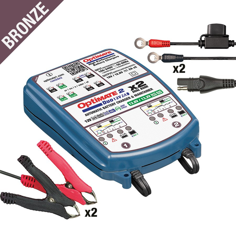 OPTIMATE 2 DUO x2 BANK LITHIUM 2A BATTERY MAINTENANCE CHARGER – 1